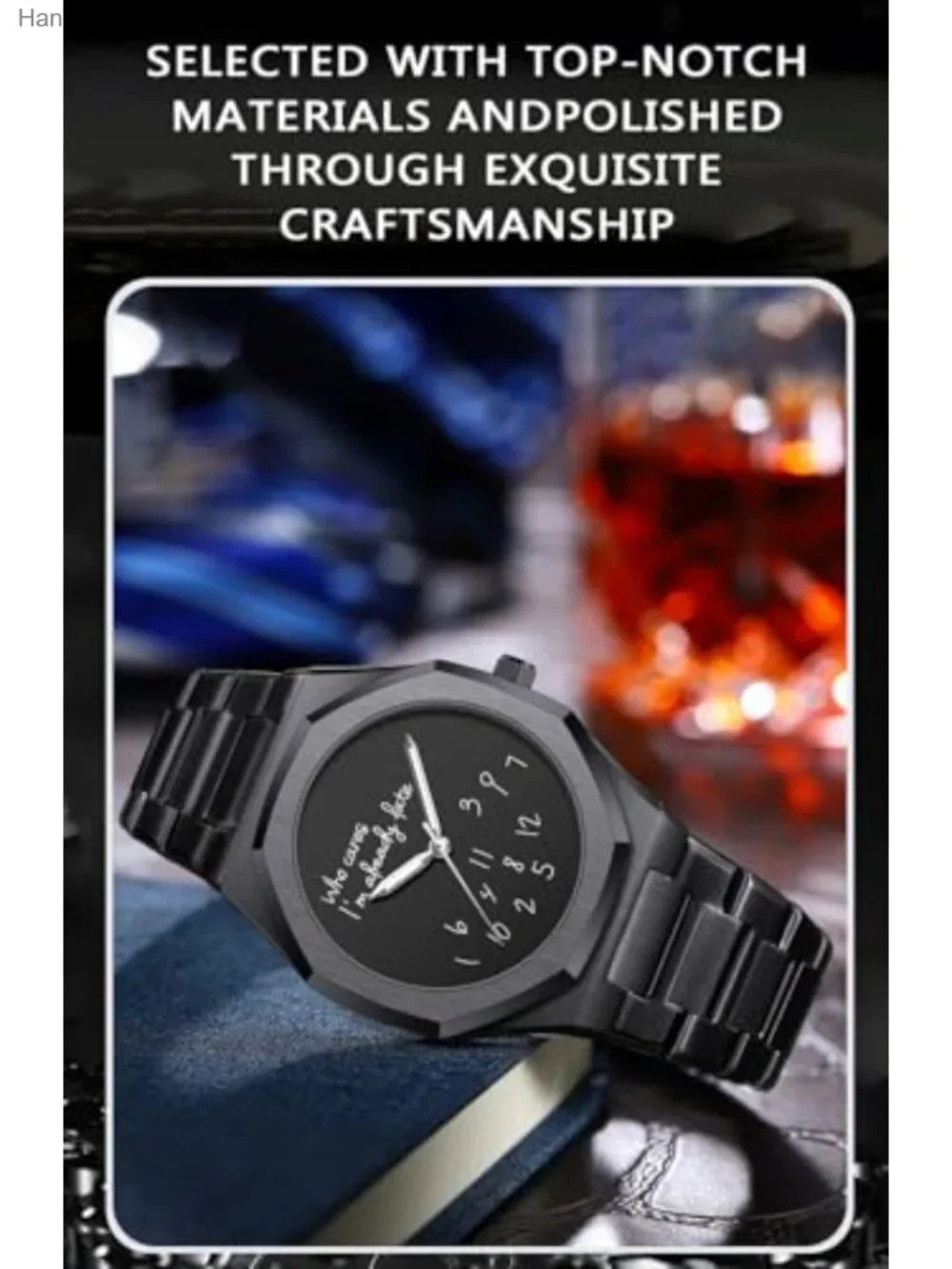 Men's Analog Watch Stainless Steel Bracelet Octagon Bezel Funny Dial Quartz